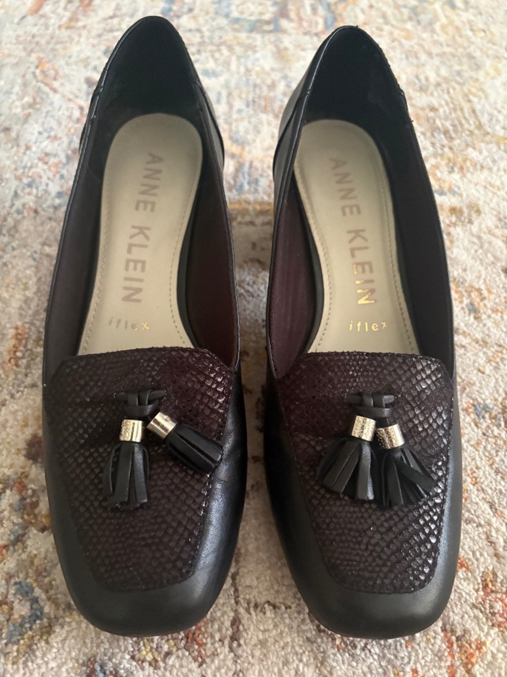 Anne Klein iFlex Black Tassel Loafer Pumps